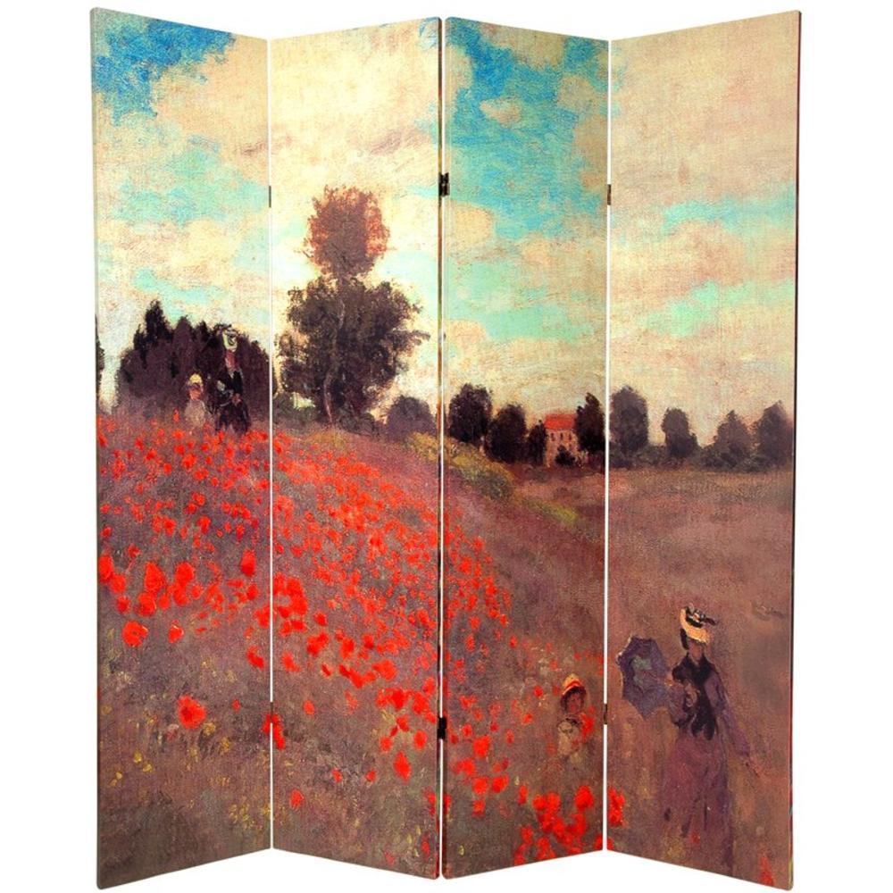 Oriental Furniture 6 ft. Tall Double Sided Works of Monet Canvas Room Divider - 4 Panel