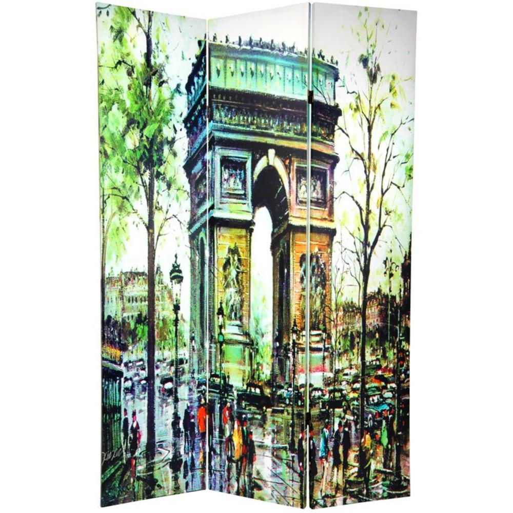 Oriental Furniture 6 ft. Tall Double Sided Paris Canvas Room Divider - 3 Panel