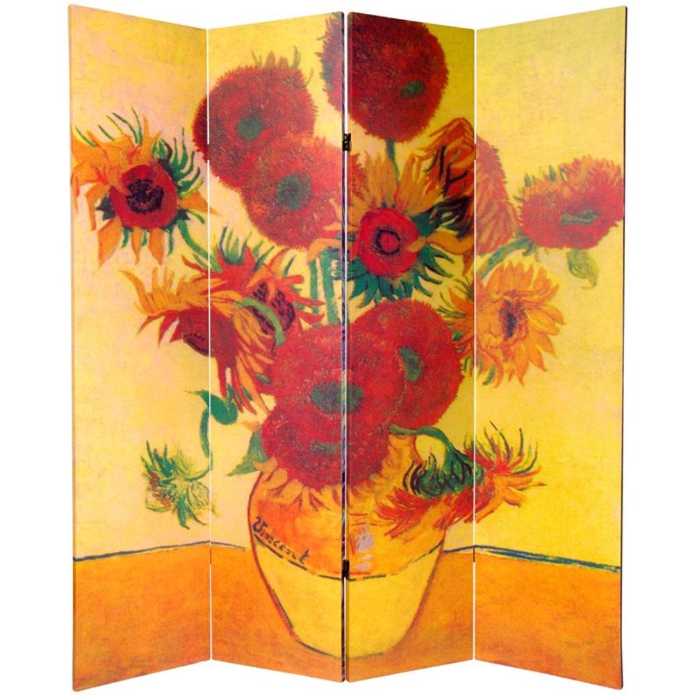 Oriental Furniture 6 ft. Tall Double Sided Works of Van Gogh Canvas Room Divider - 4 Panel