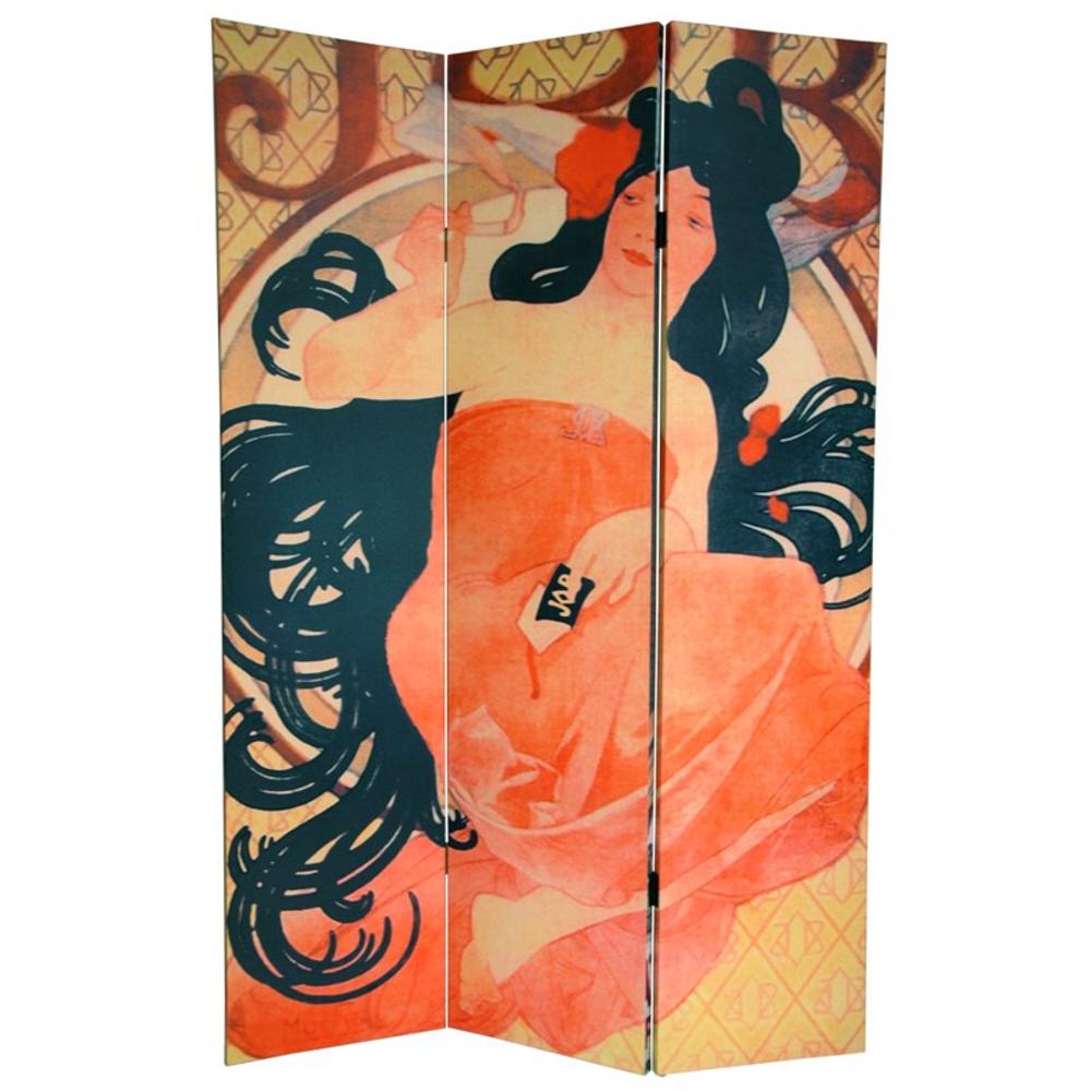 Oriental Furniture 6 ft. Tall Double Sided Confections Canvas Room Divider - 3 Panel