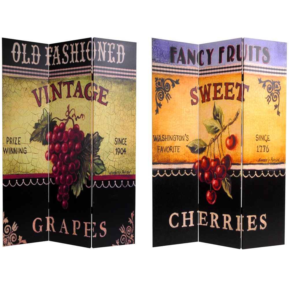 Oriental Furniture 6 ft. Tall Double Sided Grapes and Wine Canvas Room Divider - 3 Panel Oriental Furniture 6 ft. Tall Double Sided Grapes and Wine Canvas Room Divider - 3 Panel