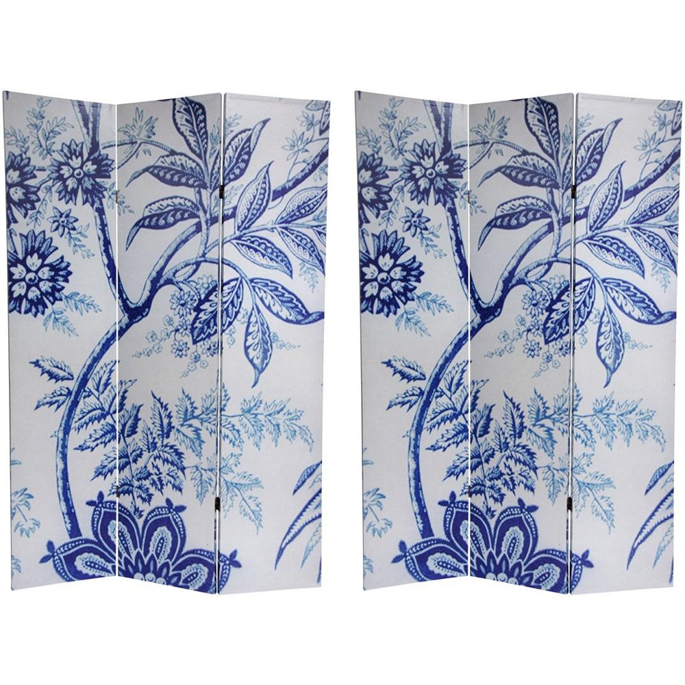Oriental Furniture 6 ft. Tall Floral Double Sided Room Divider - 3 Panel