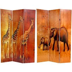 Oriental Furniture 6 ft. Tall Giraffe & Elephant Double Sided Room Divider