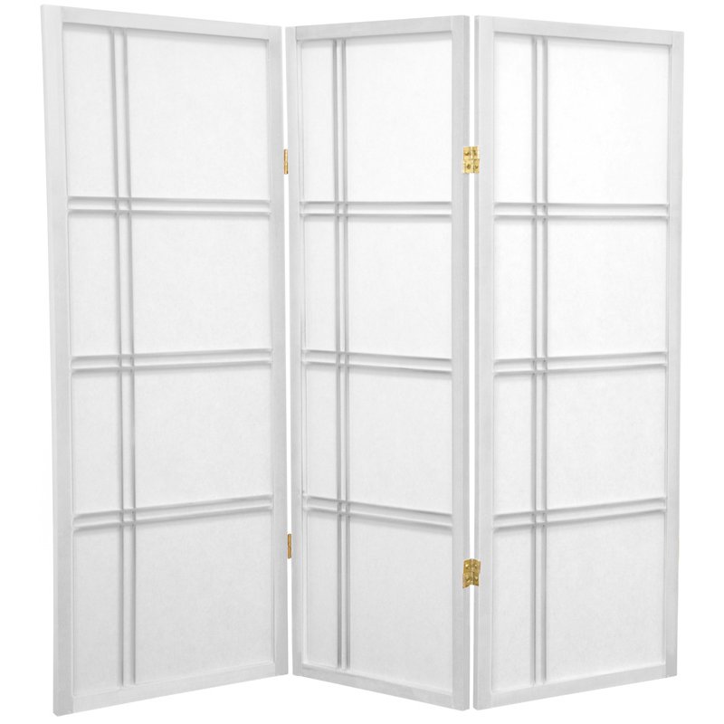 Oriental Furniture 4 ft. Tall Double Cross Shoji Screen - 3 Panel - White Oriental Furniture 4 ft. Tall Double Cross Shoji Screen - 3 Panel - White