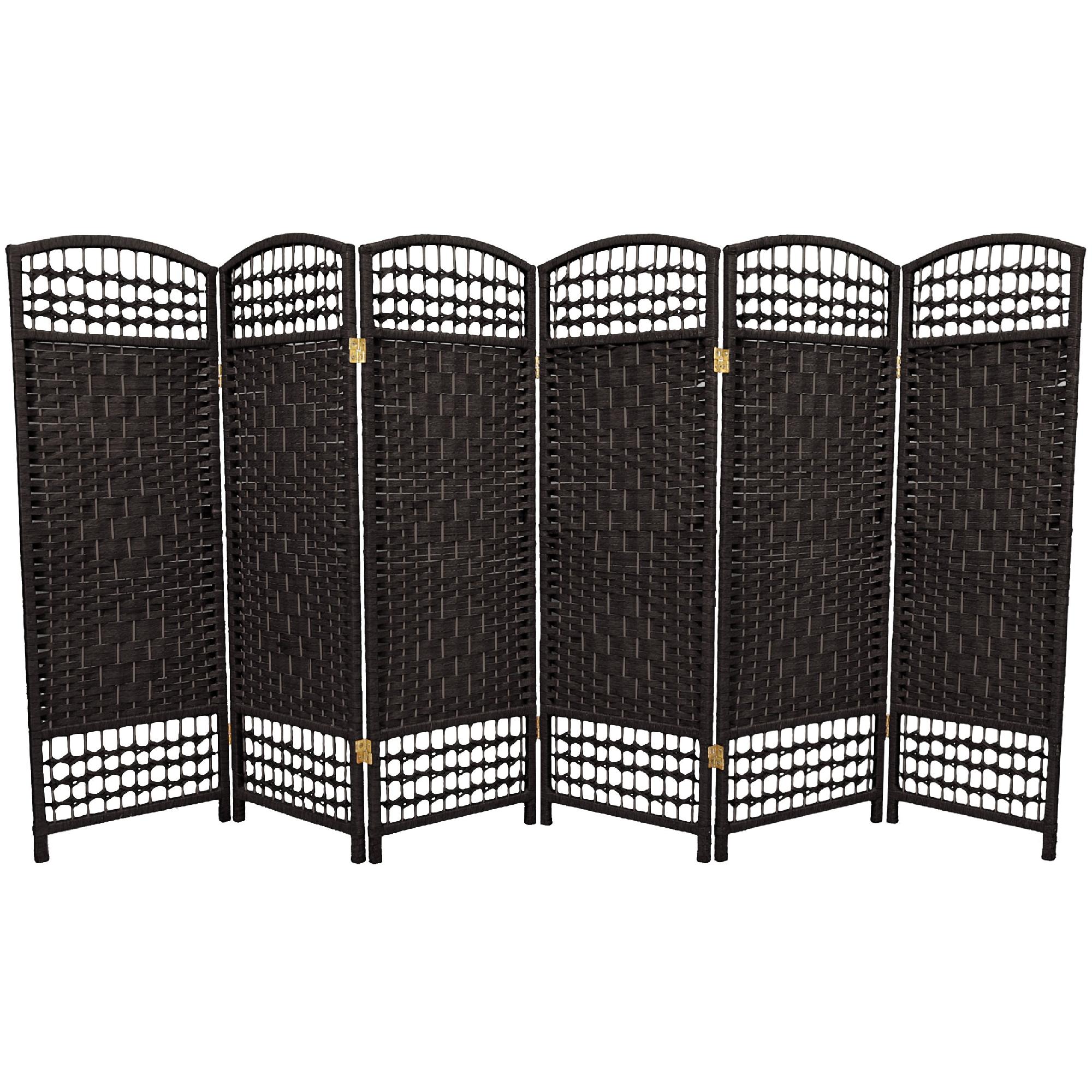Oriental Furniture 4 ft. Tall Fiber Weave Room Divider - 5 Panel - Black
