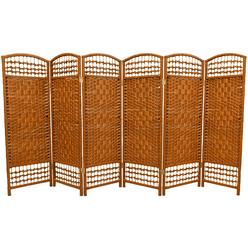 Oriental Furniture 4 ft. Tall Fiber Weave Room Divider - Dark Beige - 6 Panels