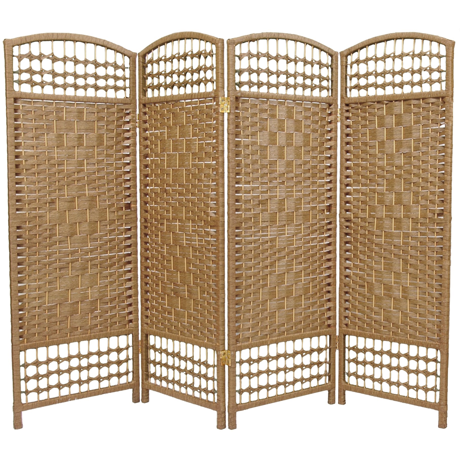 Oriental Furniture 4 ft. Tall Fiber Weave Room Divider - 4 Panel - Natural