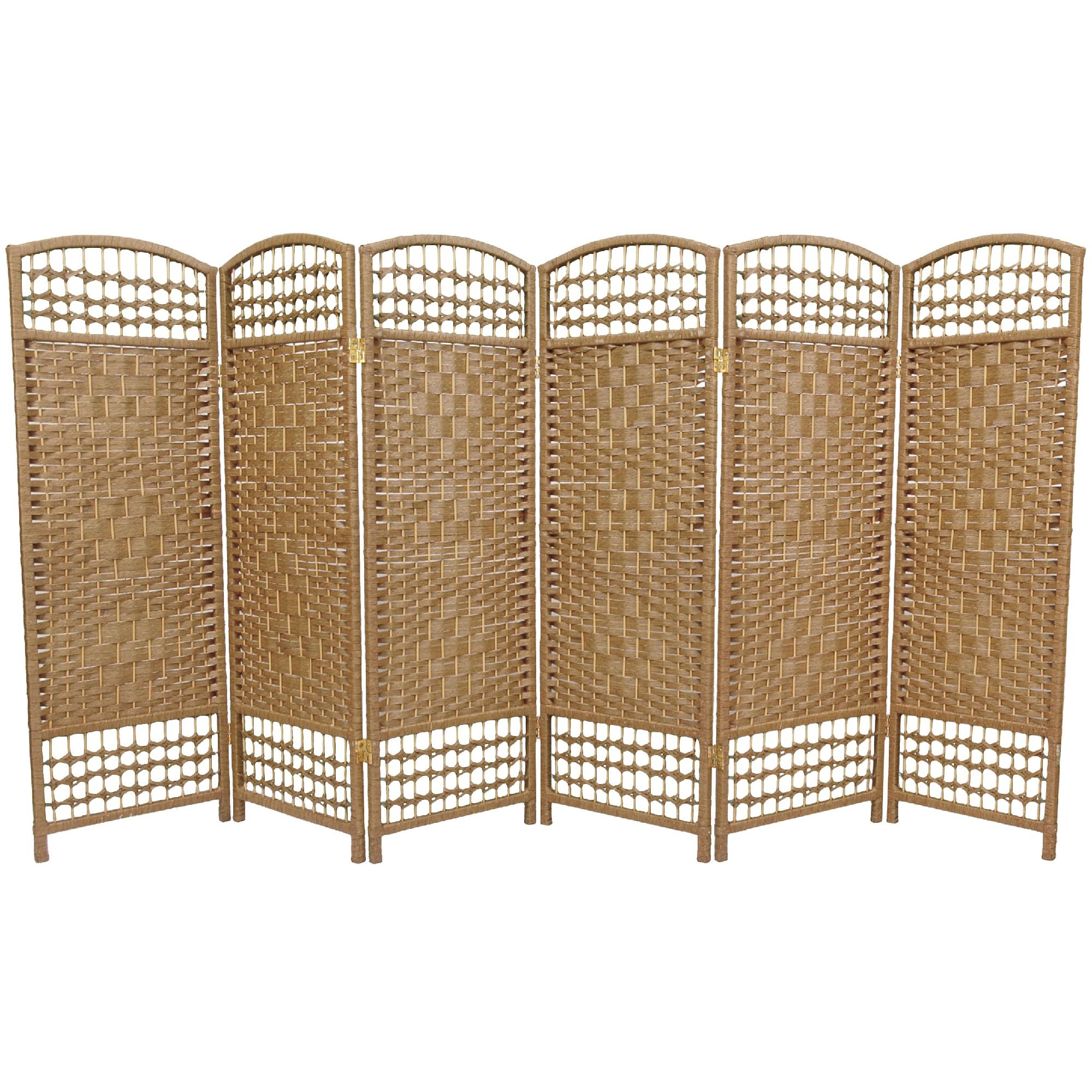 Oriental Furniture 4 ft. Tall Fiber Weave Room Divider - 6 Panel - Natural