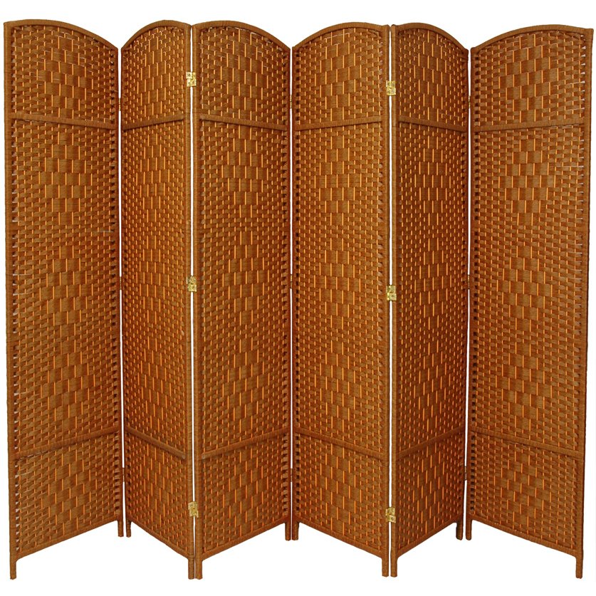 Oriental Furniture 7 ft. Tall Diamond Weave Room Divider - 6 Panel - Dark Beige, Beige & Tan Oriental Furniture 7 ft. Tall Diamond Weave Room Divider - 6 Panel - Dark Beige, Beige & Tan