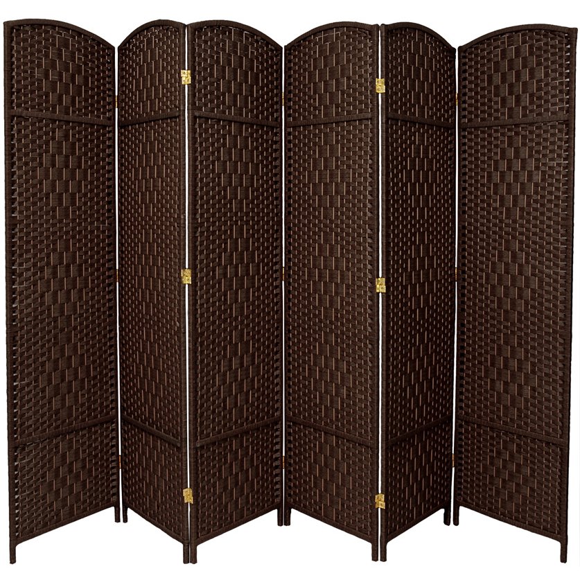 Oriental Furniture 7 ft. Tall Diamond Weave Room Divider - 6 Panel - Dark Mocha, Brown Oriental Furniture 7 ft. Tall Diamond Weave Room Divider - 6 Panel - Dark Mocha, Brown