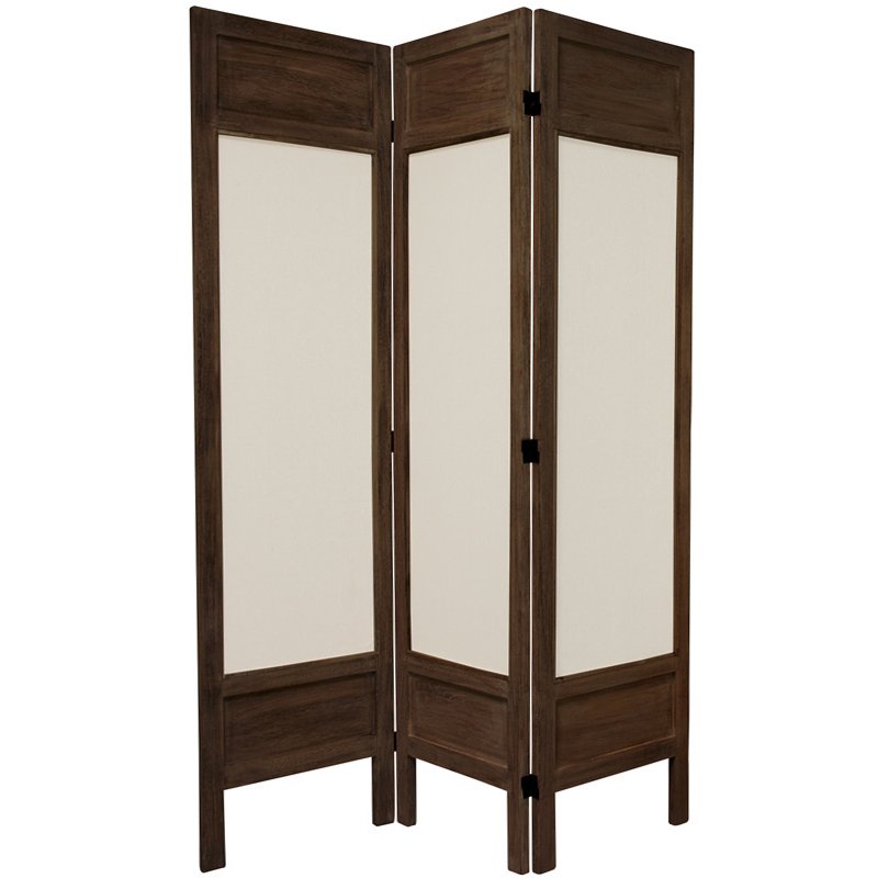 Oriental Furniture 5 1/2 ft. Tall Solid Frame Fabric Room Divider -3 Panel - Burnt Brown Oriental Furniture 5 1/2 ft. Tall Solid Frame Fabric Room Divider -3 Panel - Burnt Brown