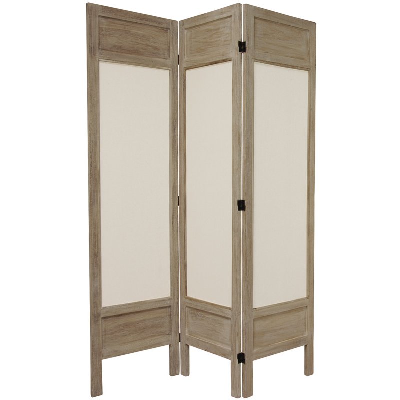 Oriental Furniture 5 1/2 ft. Tall Solid Frame Fabric Room Divider -3 Panel - Burnt Grey, Gray Oriental Furniture 5 1/2 ft. Tall Solid Frame Fabric Room Divider -3 Panel - Burnt Grey, Gray
