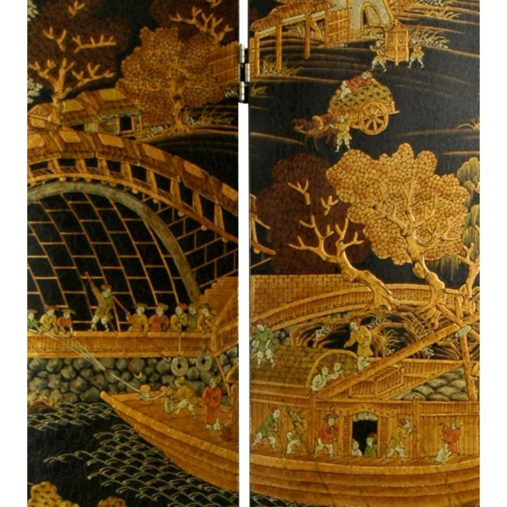 Oriental Furniture 6 ft. Tall Ching Ming Festival Screen