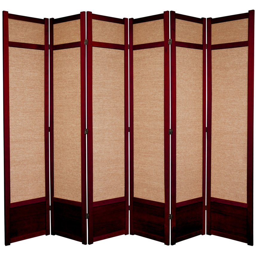 Oriental Furniture 7 ft. Tall Jute Shoji Screen - 6 Panel - Rosewood, Red Oriental Furniture 7 ft. Tall Jute Shoji Screen - 6 Panel - Rosewood, Red