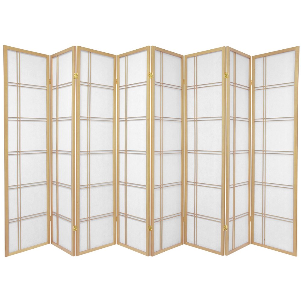 Oriental Furniture 6 ft. Tall Double Cross Shoji Screen - 8 Panel - Natural, Beige & Tan Oriental Furniture 6 ft. Tall Double Cross Shoji Screen - 8 Panel - Natural, Beige & Tan
