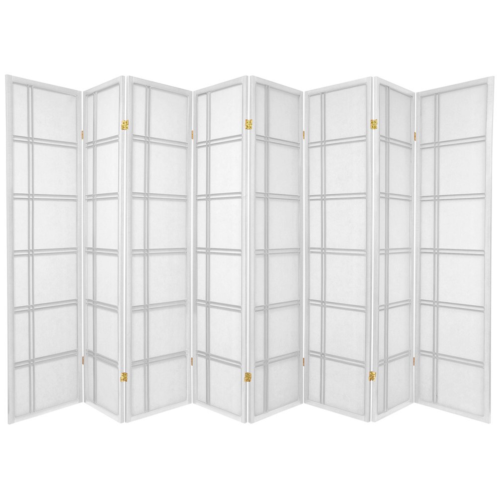 Oriental Furniture 6 ft. Tall Double Cross Shoji Screen - 8 Panel - White Oriental Furniture 6 ft. Tall Double Cross Shoji Screen - 8 Panel - White