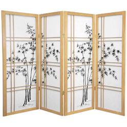 Oriental Furniture 4 ft. Tall Bamboo Tree Shoji Screen - Natural - 4 Panels