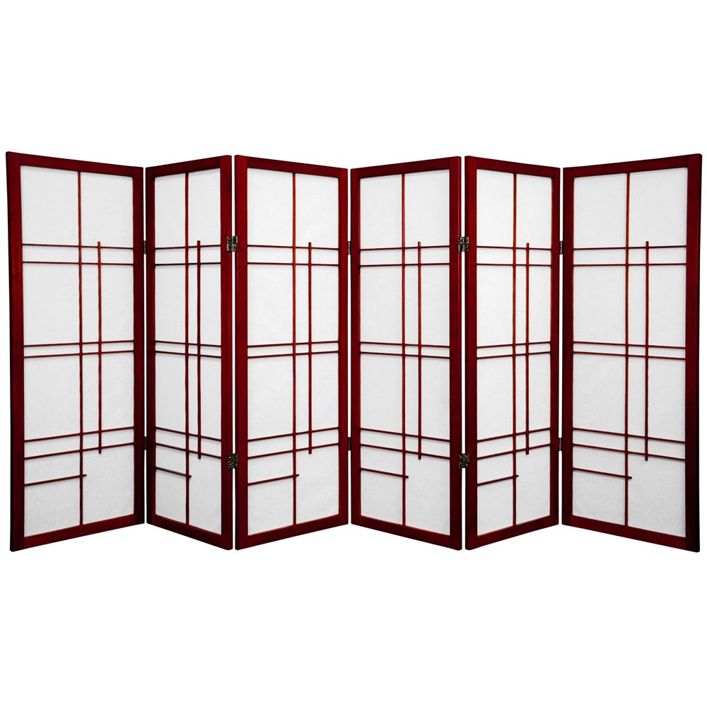 Oriental Furniture 4 ft. Tall Eudes Shoji Screen Screen - 6 Panel - Rosewood