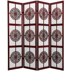 Oriental Furniture 6 ft. Tall Long Life Shoji Screen - 4 Panel - Rosewood