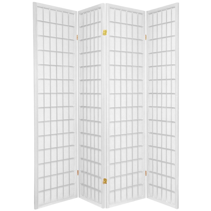 Oriental Furniture 6 ft Tall Window Pane Shoji Screen - 4 Panel - White Oriental Furniture 6 ft Tall Window Pane Shoji Screen - 4 Panel - White