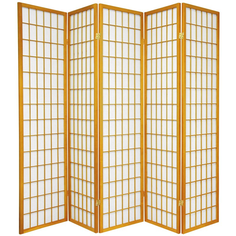Oriental Furniture 6 ft Tall Window Pane Shoji Screen - 5 Panel - Honey, Beige & Tan Oriental Furniture 6 ft Tall Window Pane Shoji Screen - 5 Panel - Honey, Beige & Tan