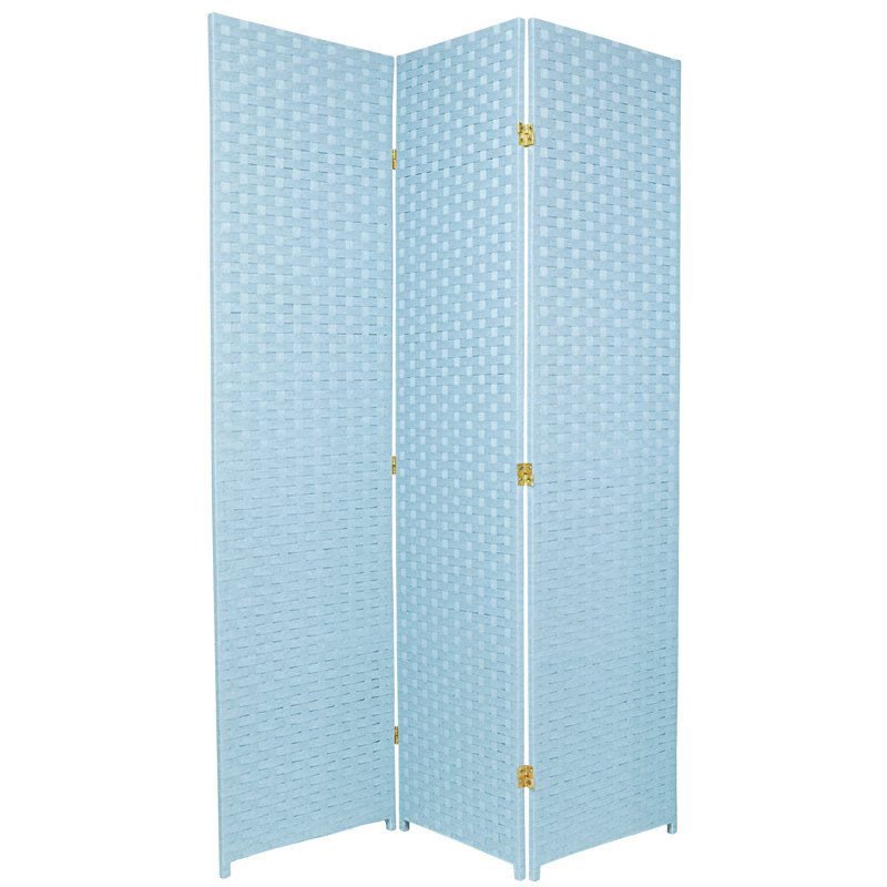 Oriental Furniture 6 ft. Tall Woven Fiber Room Divider - Special Edition - 3 Panel - Aqua Blue Oriental Furniture 6 ft. Tall Woven Fiber Room Divider - Special Edition - 3 Panel - Aqua Blue