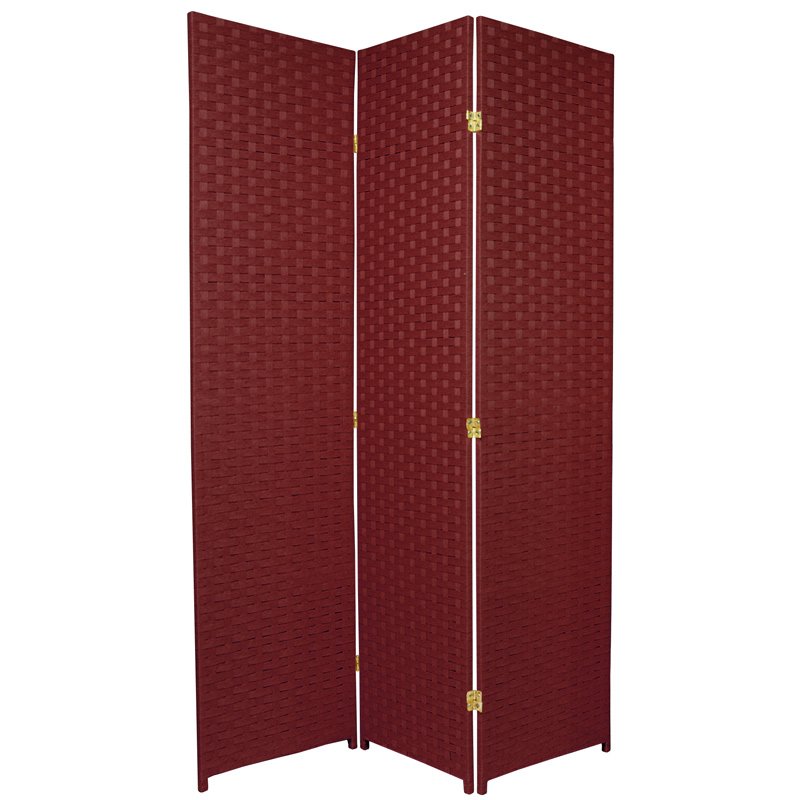 Paravento Oriental Furniture 180 Cm 3 Ante In Fibra Intrecciata - Divisorio Arredo Naturale