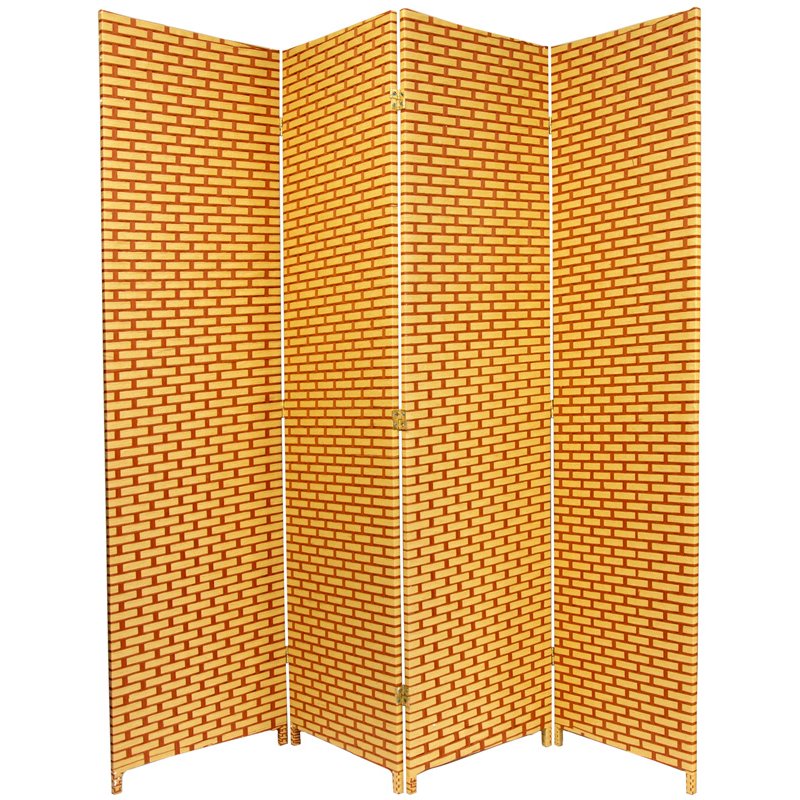 Oriental Furniture 6 ft. Tall Woven Fiber Room Divider - Gray/Mocha - 4 Panel, Beige & Tan Oriental Furniture 6 ft. Tall Woven Fiber Room Divider - Gray/Mocha - 4 Panel, Beige & Tan