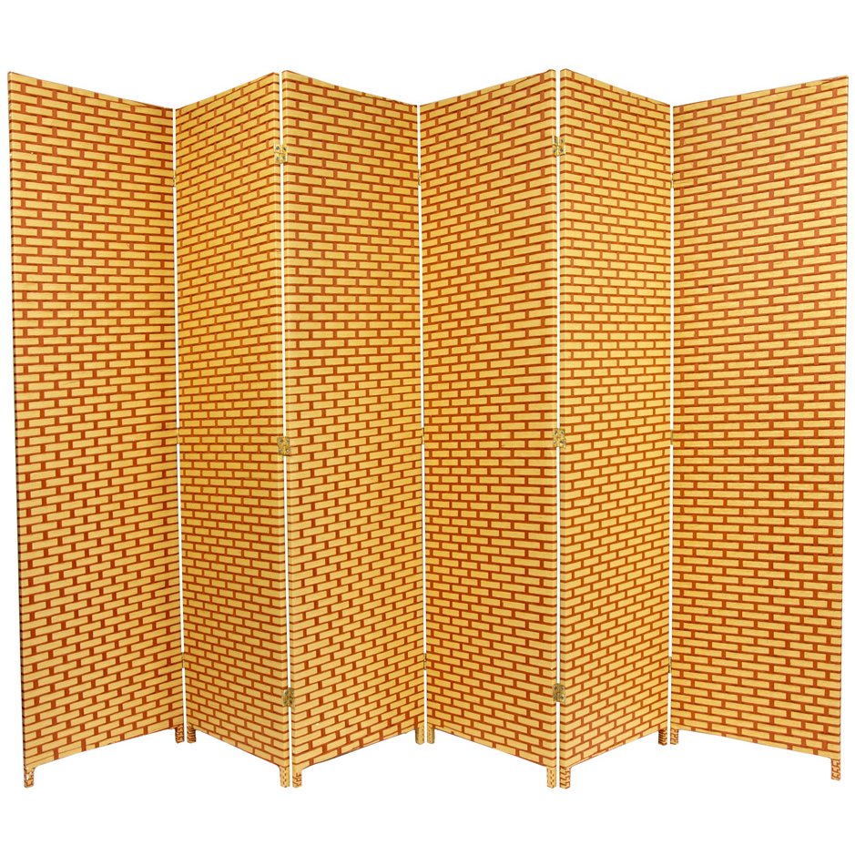 Oriental Furniture 6 ft. Tall Woven Fiber Room Divider - Gray/Mocha - 6 Panel, Beige & Tan Oriental Furniture 6 ft. Tall Woven Fiber Room Divider - Gray/Mocha - 6 Panel, Beige & Tan