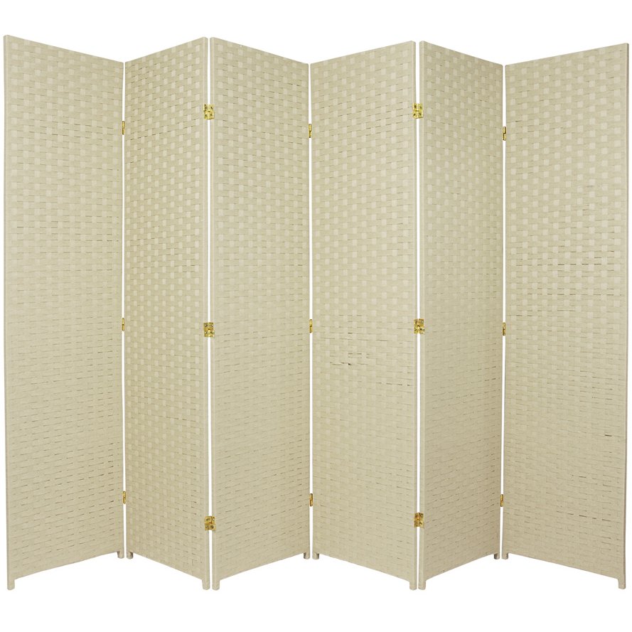Oriental Furniture 6 ft. Tall Woven Fiber Room Divider - 6 Panel - Cream, Beige Oriental Furniture 6 ft. Tall Woven Fiber Room Divider - 6 Panel - Cream, Beige