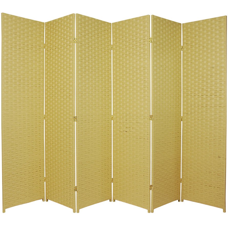 Oriental Furniture 6 ft. Tall Woven Fiber Room Divider - 6 Panel - Dark Beige, Beige & Tan Oriental Furniture 6 ft. Tall Woven Fiber Room Divider - 6 Panel - Dark Beige, Beige & Tan