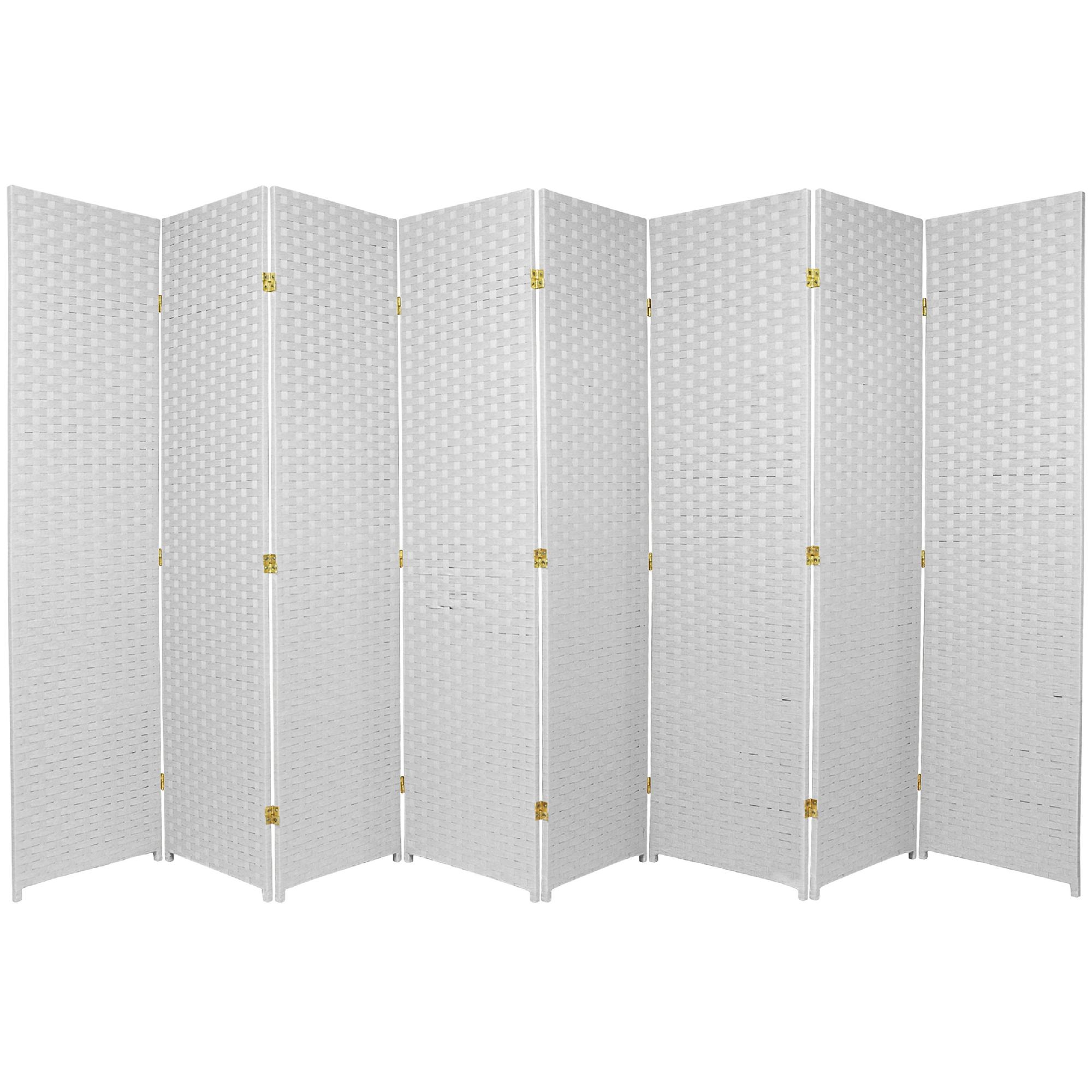 Oriental Furniture 6 ft. Tall Woven Fiber Room Divider - 8 Panel - White