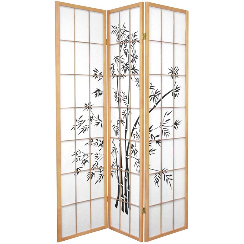 Oriental Furniture 6 ft. Tall Lucky Bamboo - 3 Panel - Natural
