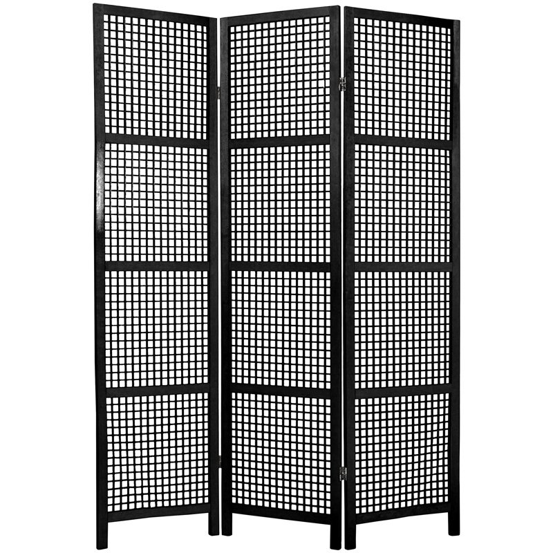 Oriental Furniture Miyagi Shoji Screen - 3 panel - Black Oriental Furniture Miyagi Shoji Screen - 3 panel - Black