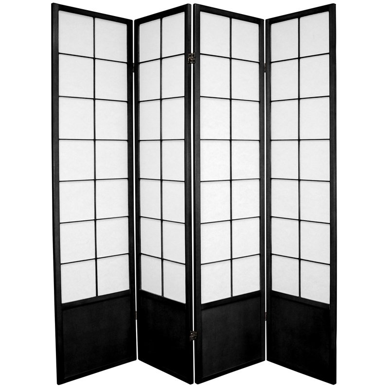 Oriental Furniture 6 ft. Tall Zen Shoji Screen - 4 Panel - Black