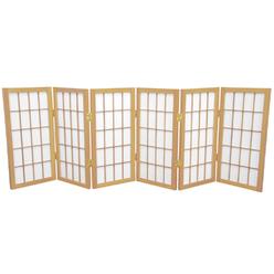 Oriental Furniture 2 ft. Tall Desktop Window Pane Shoji Screen - Natural - 6 Panels