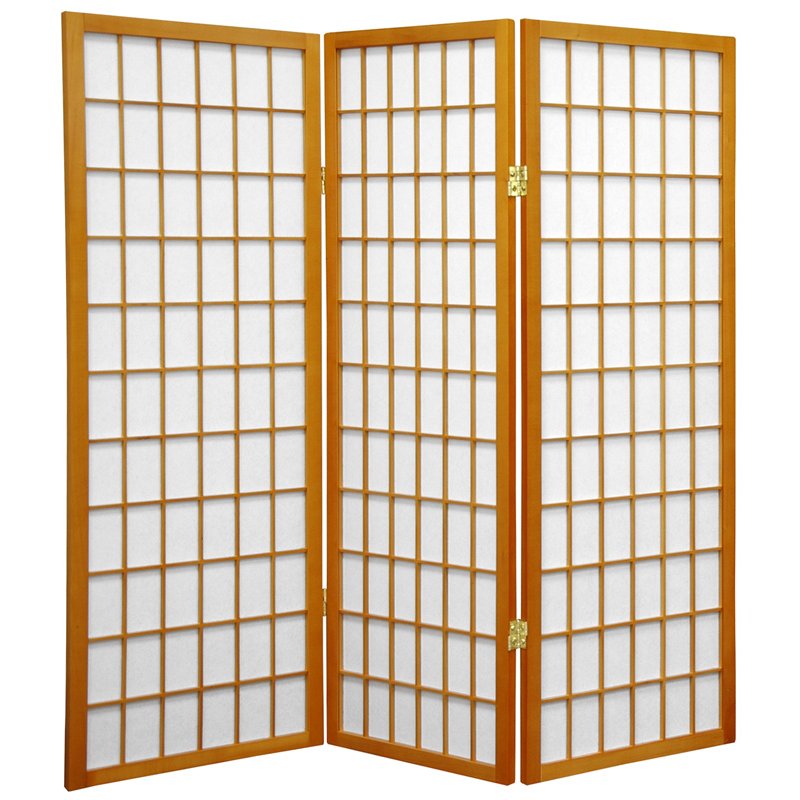 Oriental Furniture 4 ft. Tall Window Pane Shoji Screen - 3 Panel - Honey, Beige & Tan Oriental Furniture 4 ft. Tall Window Pane Shoji Screen - 3 Panel - Honey, Beige & Tan