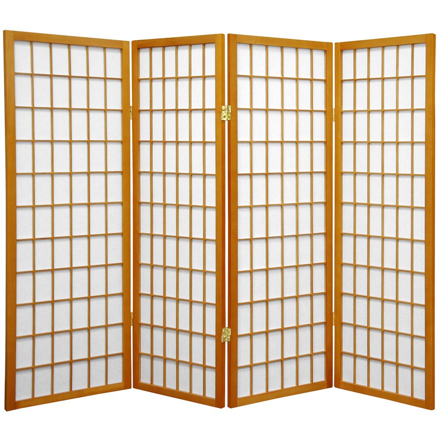 Oriental Furniture 4 ft. Tall Window Pane Shoji Screen - 4 Panel - Honey, Beige & Tan Oriental Furniture 4 ft. Tall Window Pane Shoji Screen - 4 Panel - Honey, Beige & Tan