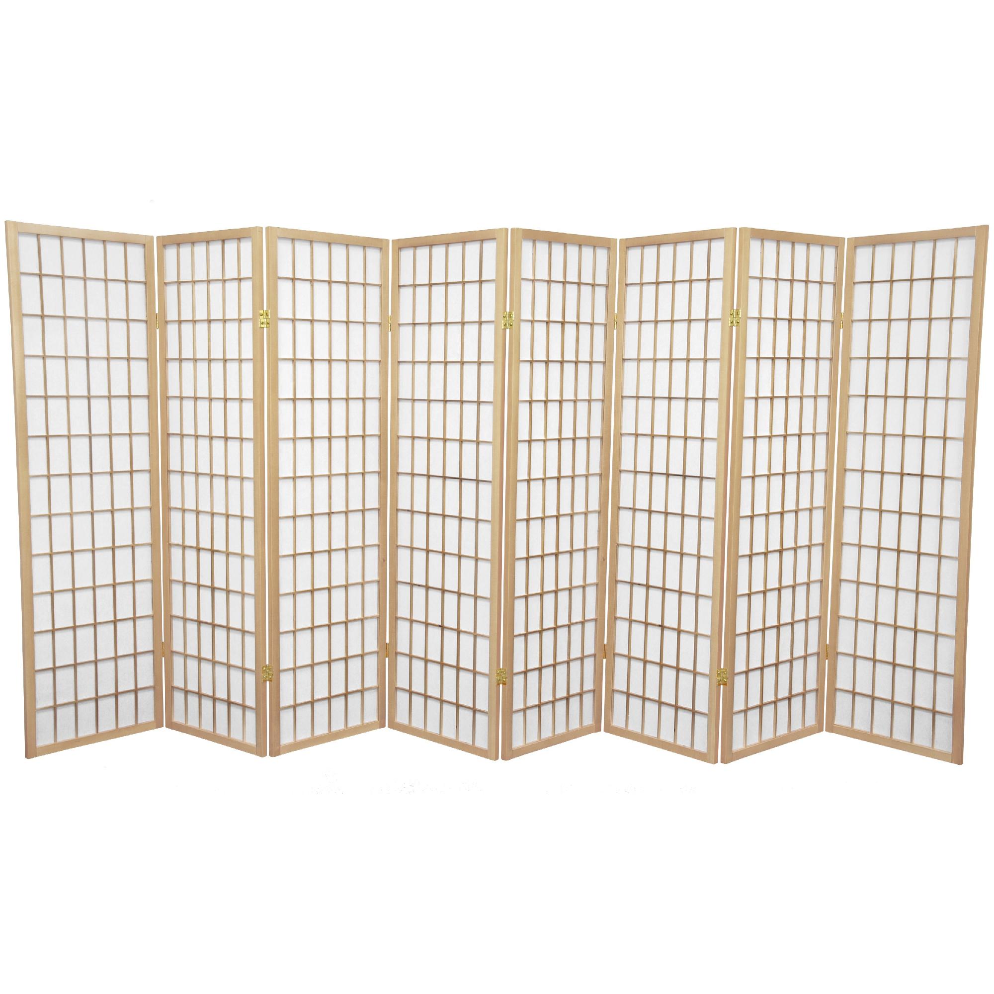 Oriental Furniture 5 ft. Tall Window Pane Shoji Screen - 8 Panel - Natural, Beige & Tan Oriental Furniture 5 ft. Tall Window Pane Shoji Screen - 8 Panel - Natural, Beige & Tan