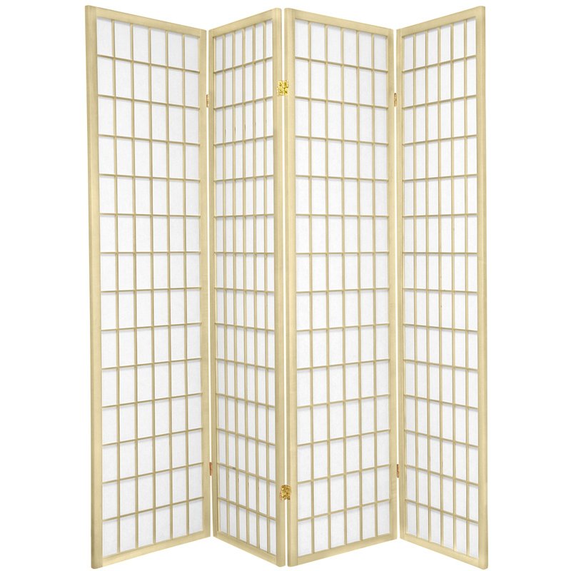 Oriental Furniture 6 ft. Tall Window Pane - Special Edition - 4 Panel - Ivory, Beige Oriental Furniture 6 ft. Tall Window Pane - Special Edition - 4 Panel - Ivory, Beige