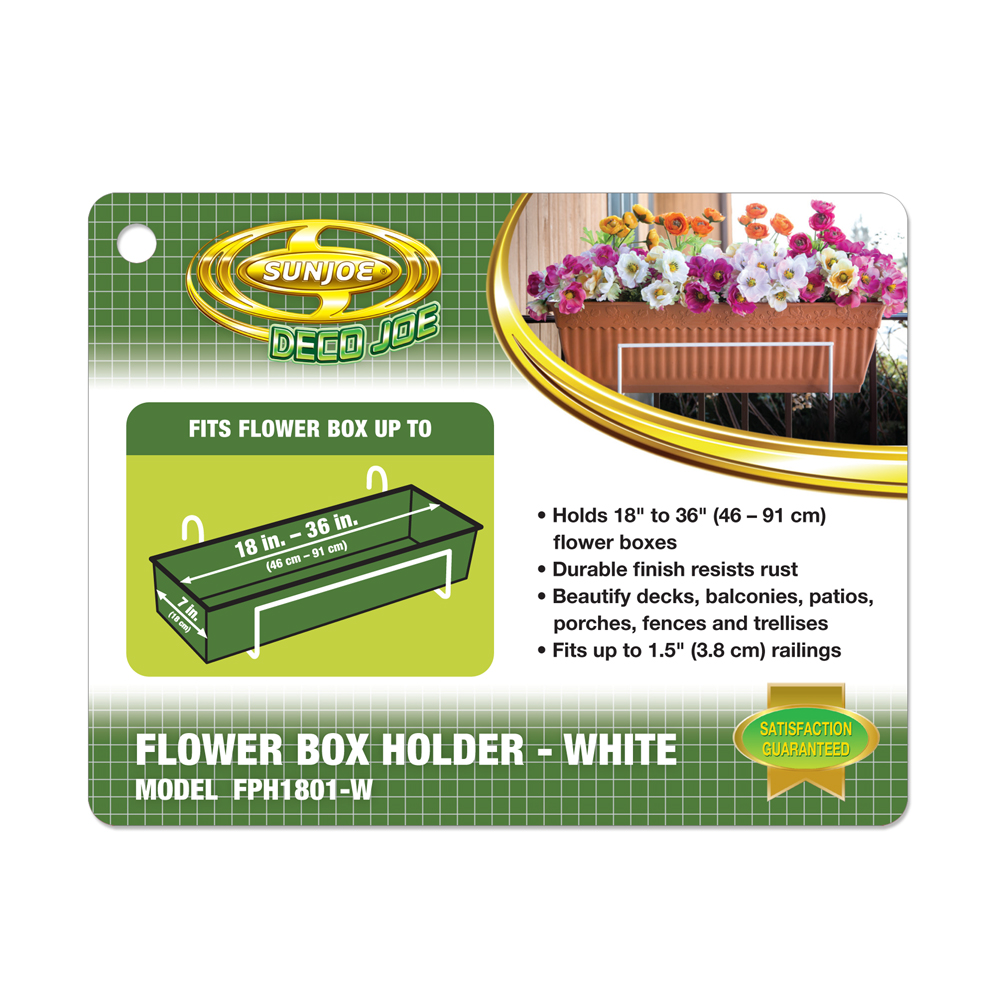 Sun Joe Deco Joe Flower Box Holder in White &#8211; FPH1801-W