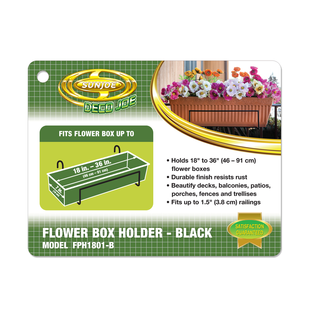 Sun Joe Deco Joe Flower Box Holder in Black &#8211; FPH1801-B