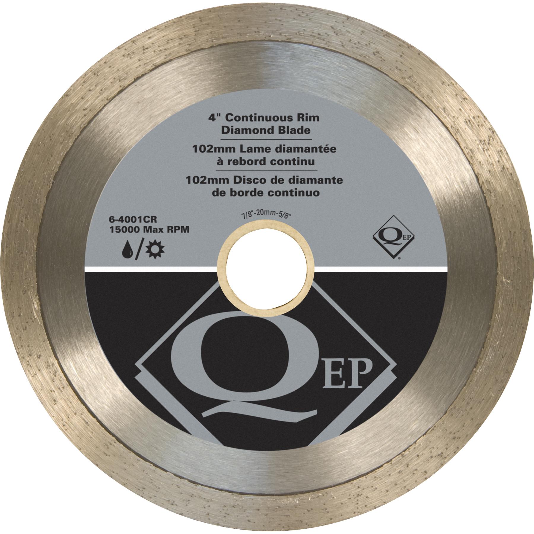 QEP Continuous Rim 4 in. Diameter Diamond Blade, Wet/Dry Cutting, General Purpose