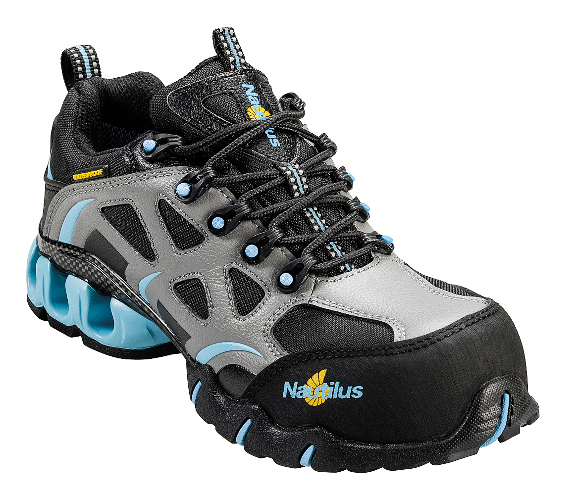 Nautilus Safety Footwear Women's Composite Toe Electrical Hazard Waterproof Athletic N1852 Grey/Blue Wide Widths Available