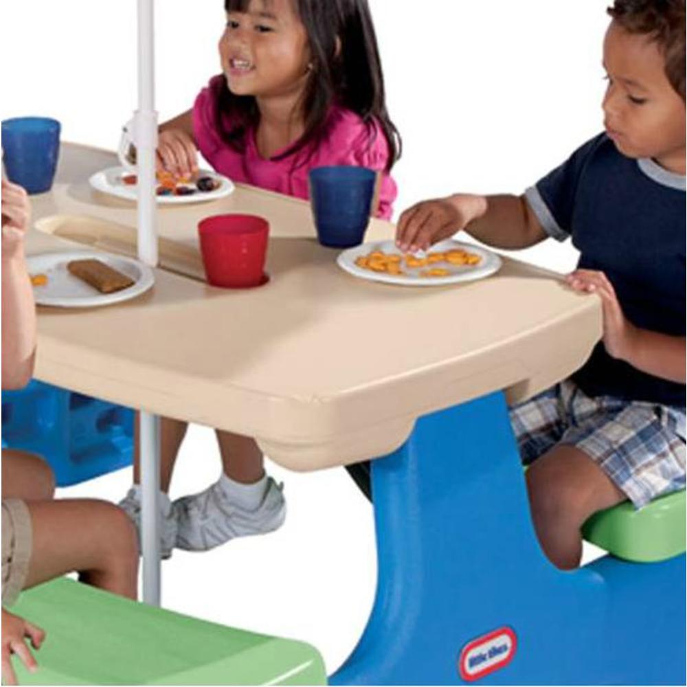 Little Tikes Easy Store Picnic Table with Umbrella Blue