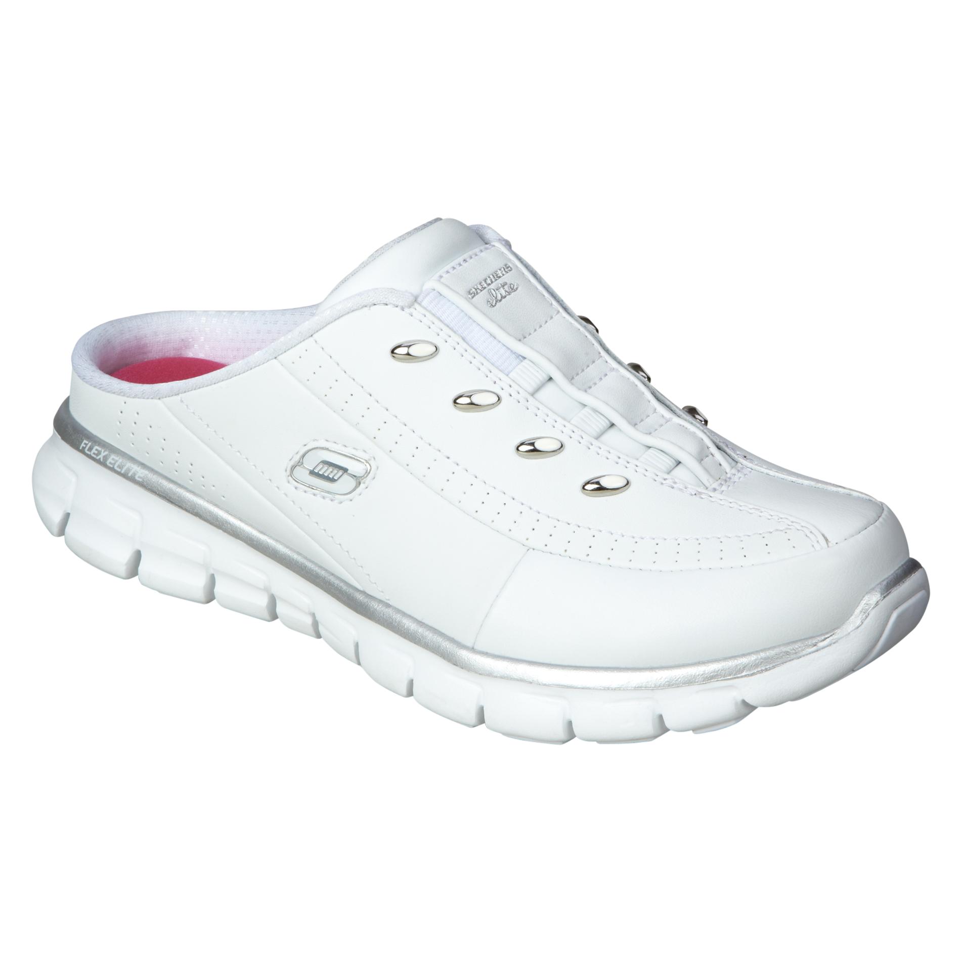 Skechers Women's Elite Status White/Silver Slip-On Athletic Shoe