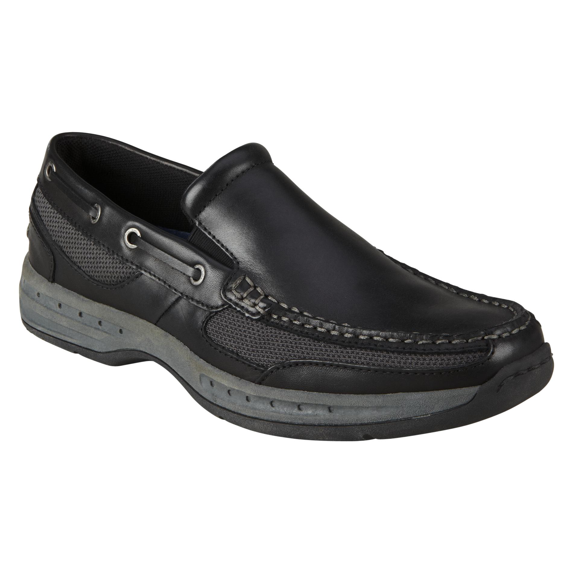 Thom McAn Men's Tiller Casual Boat Shoe- Black
