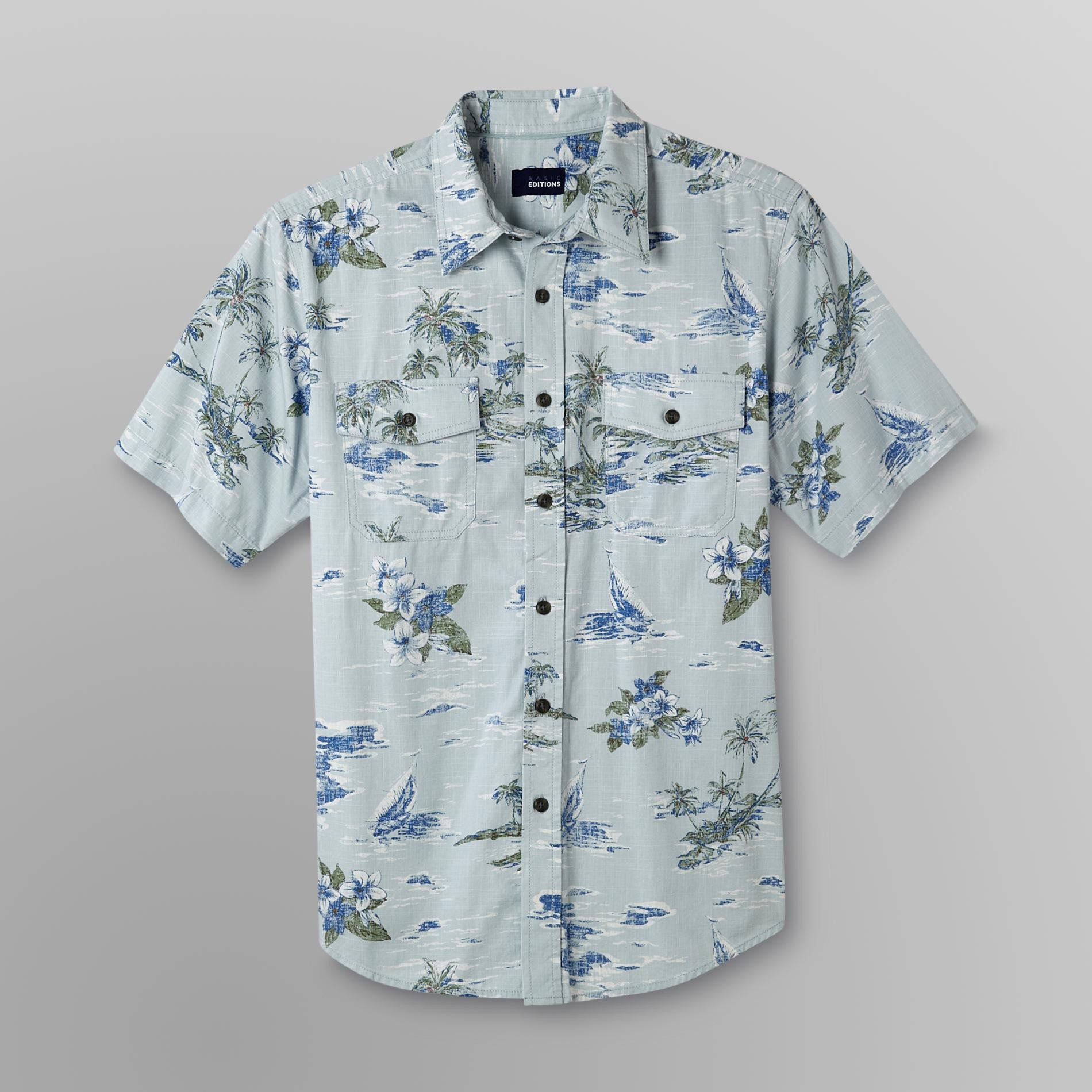 Basic Editions Men's Big & Tall Short-Sleeve Shirt - Tropical Print