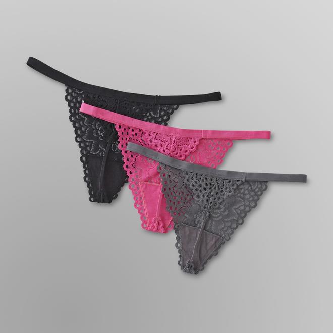 Joe Boxer Women's Plus Lace Thong Panties 3 Pack