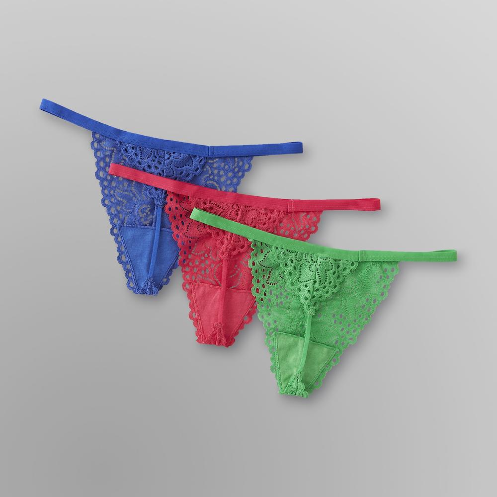 Joe Boxer Women's Plus Lace Thong Panties - 3 Pack